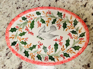 Ceramic Oval Platter with Pomegranates 12 1/2”