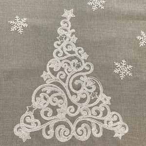 Christmas Tree and Snowflakes Embroidered Table Runner