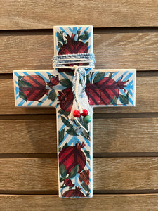 Wooden Cross with Pomegranate Design (2 size choices)