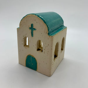 Stoneware Church Votive Holder (4 color choices, 2 sizes)